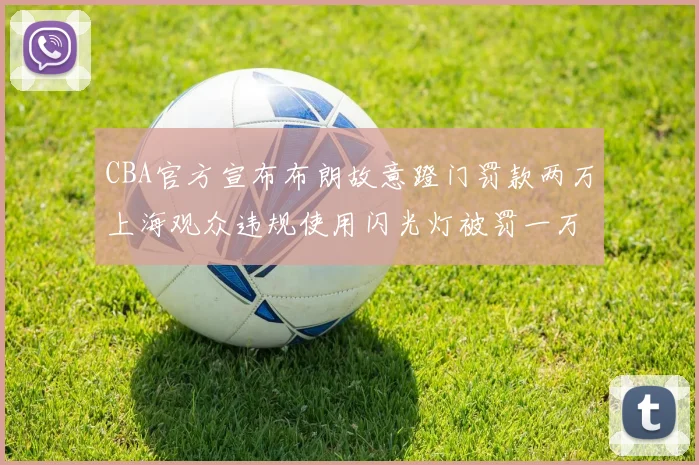 CBA官方宣布布朗故意蹬门罚款两万上海观众违规使用闪光灯被罚一万